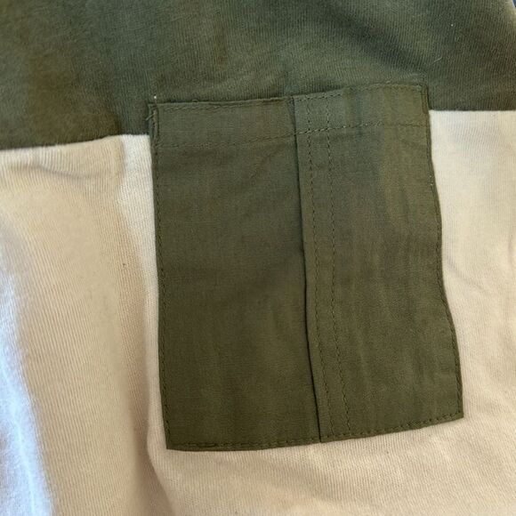 Hanna Andersson | Colorblock Pocket Tee In Cotton Jersey Green Olive/Light Oat - Picture 3 of 4